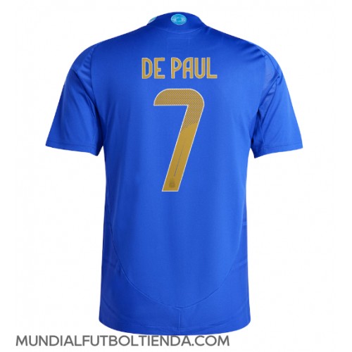 Camiseta Argentina Rodrigo De Paul #7 Segunda Equipación Replica Copa America 2024 mangas cortas